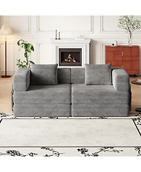 Streamdale Furniture Streamdale Convertible corduroy sofa bed with side storage and cushions