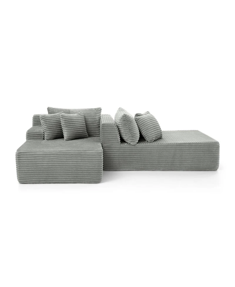 Streamdale Furniture Gray two-seater lazy sofa lounge chair, velvet fabric, no assembly required.
