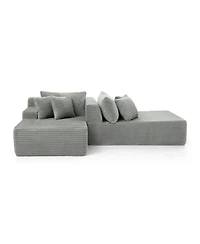 Streamdale Furniture Gray two-seater lazy sofa lounge chair, velvet fabric, no assembly required.
