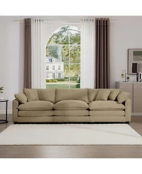 Streamdale Furniture Mid-Century Modern 3-Seater Sectional Sofa with Pillows, Tan Corduroy