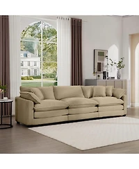 Streamdale Furniture Mid-Century Modern 3-Seater Sectional Sofa with Pillows, Tan Corduroy