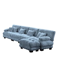 Streamdale Furniture Free Combination Modular Sectional Sofa, L-Shaped Couch, 4-Seater Blue