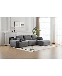 Streamdale Furniture Streamdale Modern Memory Foam Compressed Sofa, Large Sectional Couch, Pet-Friendly, Corduroy, Grey