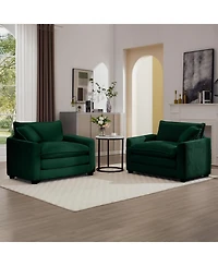 Streamdale Luxurious Green Corduroy Sofa Set with Two Chairs