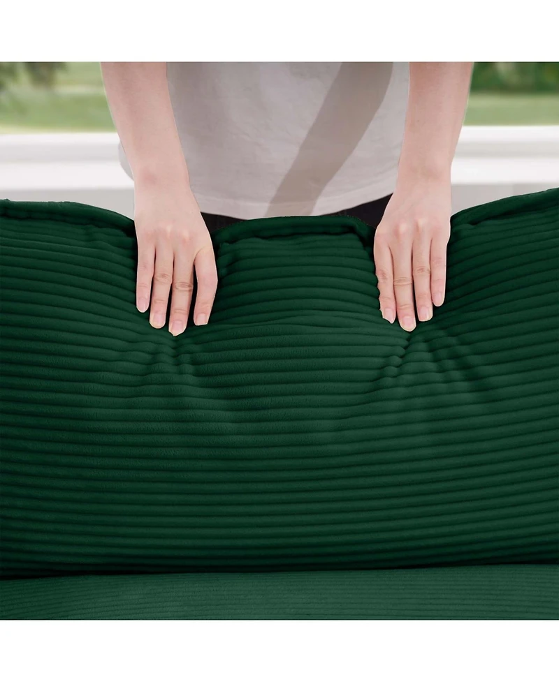 Streamdale Furniture Oversized Modular Cushion Sofa with Ottoman, L-Shaped Corner Sofa Bed, Green Corduroy