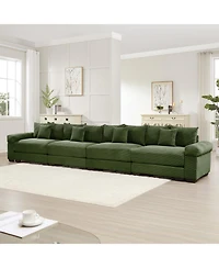 Streamdale Furniture 170" Oversized Cloud Modular Sectional Couch, Premium Corduroy 3-Seater, Green