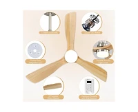 Sofucor 52-inch Modern Sand Nickel 3-Blade Light Ceiling Fan with Remote Control and Supporting Mobile Device Connection