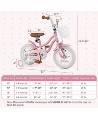 Sugift 12 Inch Kids Bike with Training Wheels and Basket