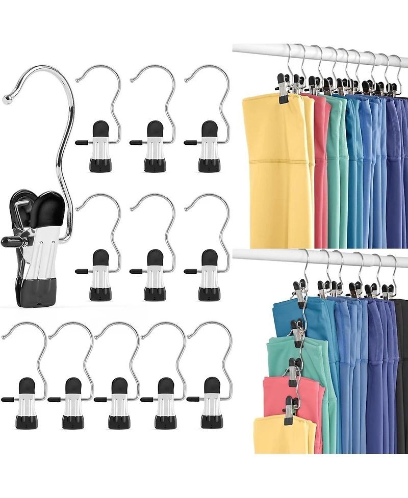 Legging Hanger Organizer with Rubber-Coated Clips for Yoga Pants, Workout Sets, Boots