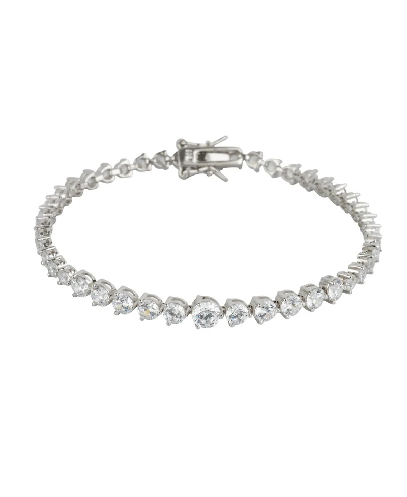 Spero London Gradual Size Gemstone Sterling Silver Tennis Bracelet