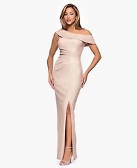 Xscape Petite One-Shoulder Long Slit Dress