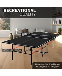 Rbied Foldable 9ft Mdf Indoor Table Tennis Set with Net, Paddles and Balls, Portable Ping Pong for Home or Office Games