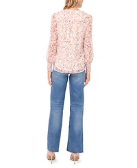 Sam & Jess Petite Button-Front Smocked-Cuff Blouse