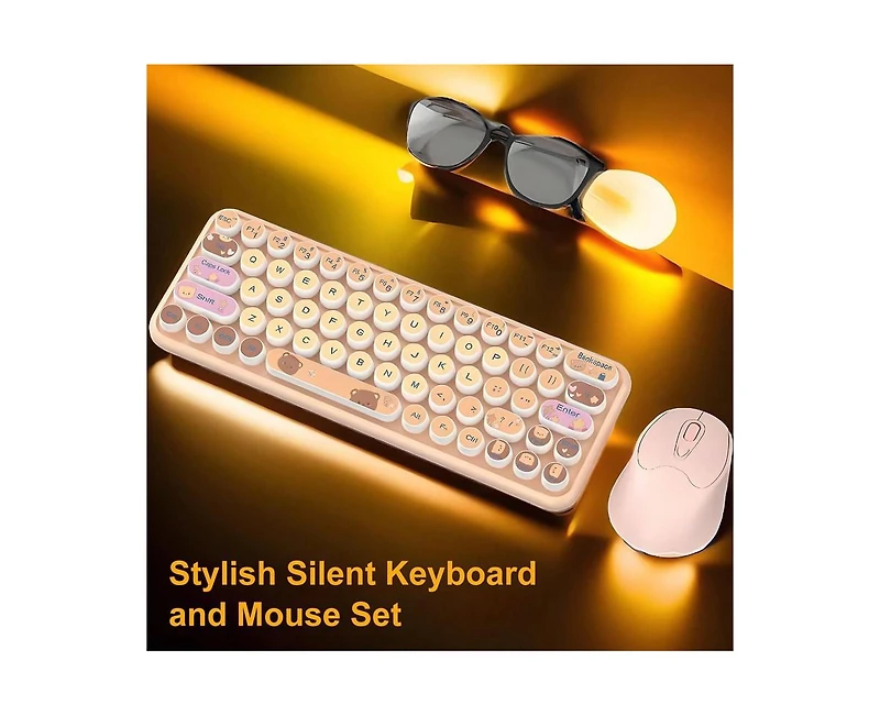 Risokeys + Silent, Wireless, Gradient, Cute Keycaps, 3-Stage Dpi, Shared Receiver + Keyboard & Mouse Set