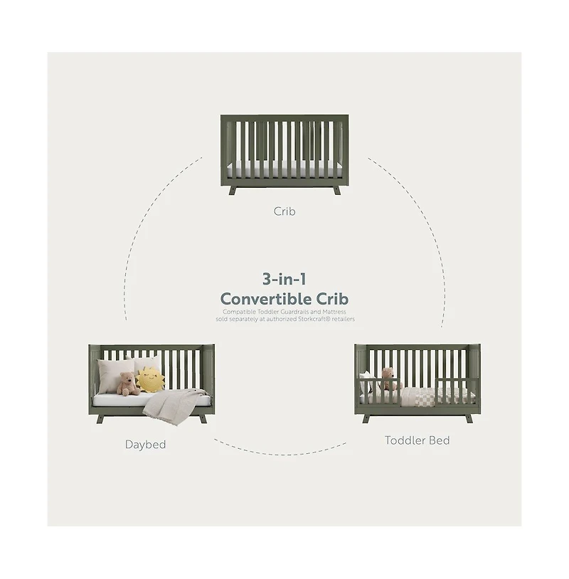 Storkcraft Beckett 3-in-1 Convertible Crib (Olive)
