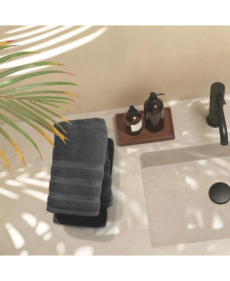 Hearth & Harbor Luxury Soft Absorbent 100% Ring Spun Cotton Hand Towels for Bathroom, Shower, Spa - 4 Piece Towel Set