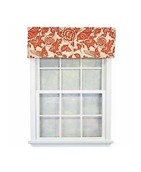 Rlf Home 100% Cotton High Quality Love Bird Tailored Window Valance with 1.5" Rod Pocket 50" W X 12" L Orange
