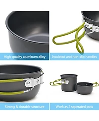 Aofar Camping Cookware Stove Carabiner Canister Stand Tripod and Stainless Steel Cup, Tank Bracket, Fork Spoon Kit