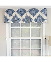 Rlf Home 100% Cotton High Quality Lazaro Tailored Window Valance with 1.5" Rod Pocket 50" W X 12" L Blue