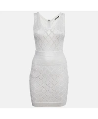 Pre-Owned Balmain Women's Ivory Lurex Knit Sleeveless Mini Dress
