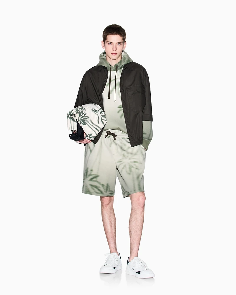 A|X Armani Exchange Men's Long Sleeve Palm Tree Print Hoodie