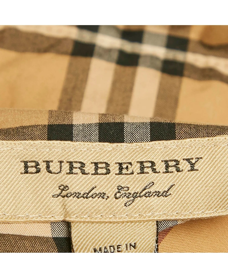 Pre-Owned Burberry Women's Beige Check Print Cotton Shirt Dress