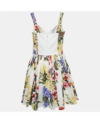Pre-Owned Dolce & Gabbana Women's White Floral Print Cotton Blend Mini Dress