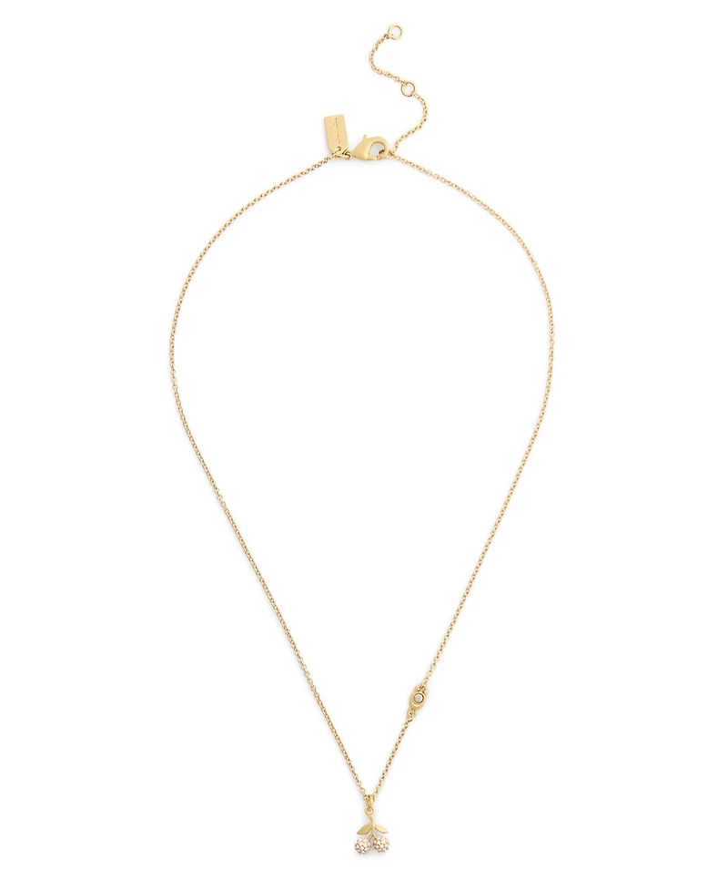 Coach Faux Stone Pave Icons Cherry Pendant Necklace