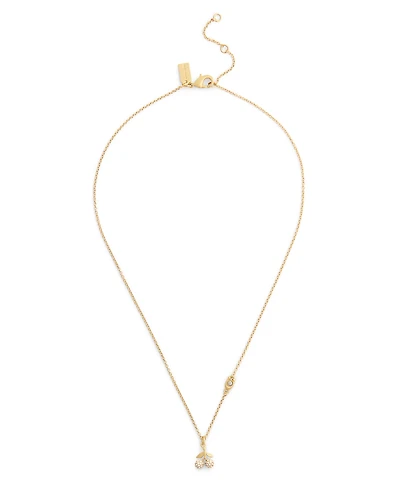 Coach Faux Stone Pave Icons Cherry Pendant Necklace