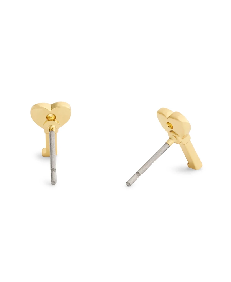 Coach Faux Stone Charming Charms Signature Heart Key Stud Earrings