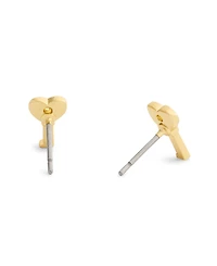 Coach Faux Stone Charming Charms Signature Heart Key Stud Earrings