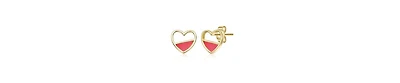 GiGiGirl 14K Gold Plated with White Mother Of Pearl Openwork Heart Stud Earrings
