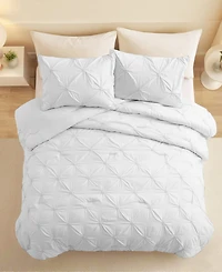 Unikome 3 Piece Pinch Pleated Down Alternative Comforter Set, Full/Queen
