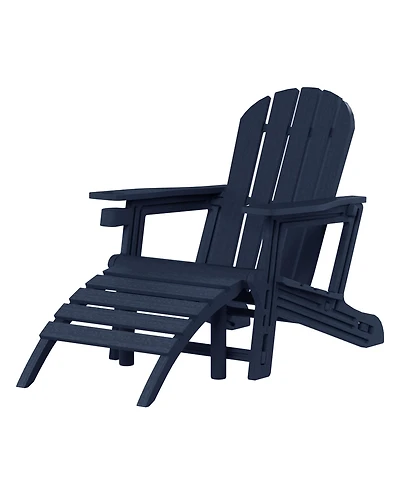 No-Tools Outdoor Hdpe Patio Adirondack Chair with Ottoman