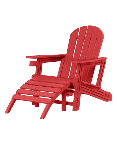 No-Tools Outdoor Hdpe Patio Adirondack Chair with Ottoman
