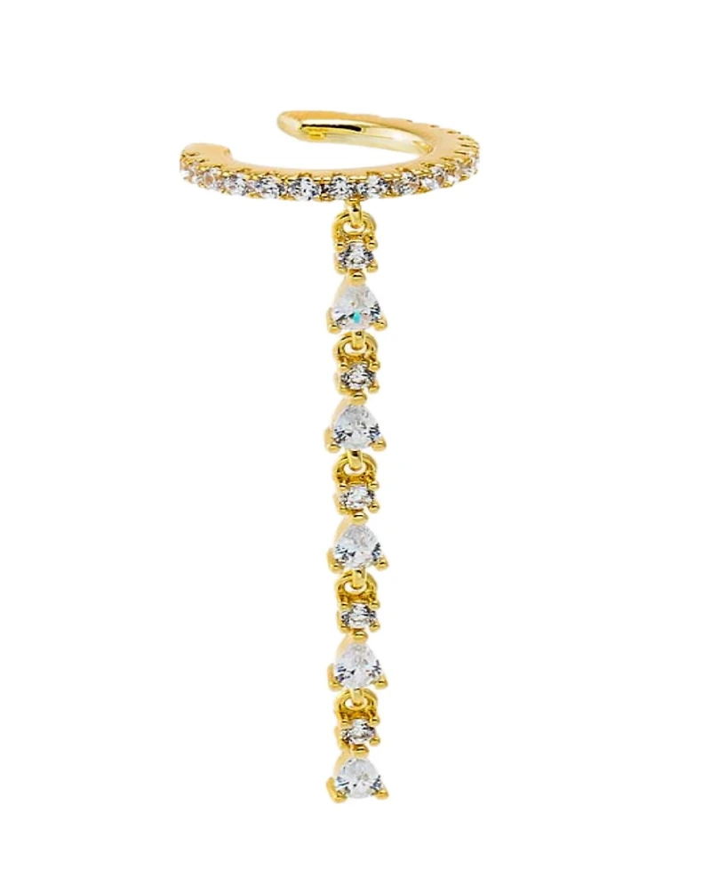 by Adina Eden Cubic Zirconia Gold Plated Marquise Tennis Drop Cuff Earrings