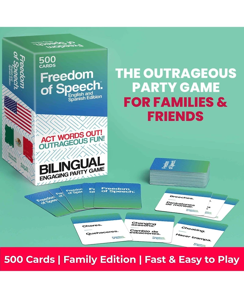 Quokka Juegos de Mesa en Espanol para la Familia – 500 Bilingual Spanish & English Card –Great for Game Nights