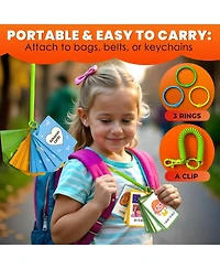 Quokka Autism Learning Materials - Communication Cards for Kids - 94 Visual Flashcards with 3 Rings & Clip