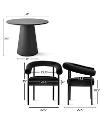 Maison Boucle 3-Piece Modern Dining Set, 35'' Round Pedestal Table with Velvet Upholstered Armchairs, Small Kitchen or Apartment Set