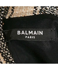 Pre-Owned Balmain Women's Beige/black Frayed Sequin Striped Piqué Mini Dress