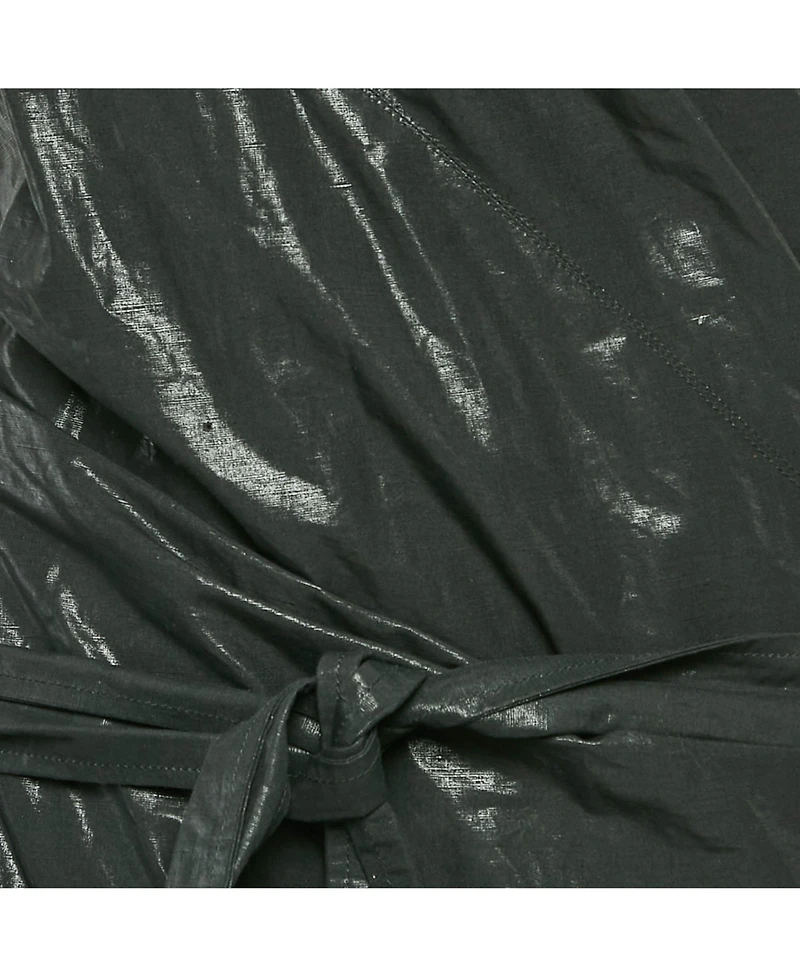 Pre-Owned Isabel Marant Women's Black Lurex Cotton & Linen Wrap Dress