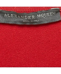 Pre-Owned Alexander Mcqueen Women's Red Textured Stretch Knit Scallop Hem Top And Skirt Set