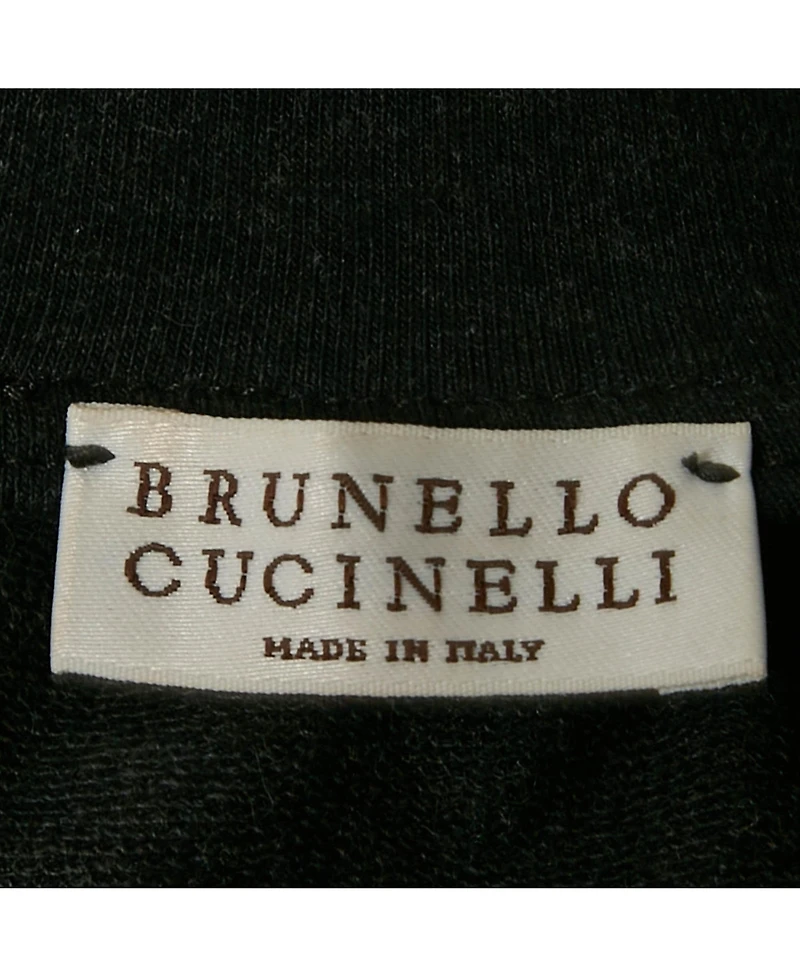 Pre-Owned Brunello Cucinelli Women's Charcoal Grey Cotton Knit Monili Trim Detail Shift Dress