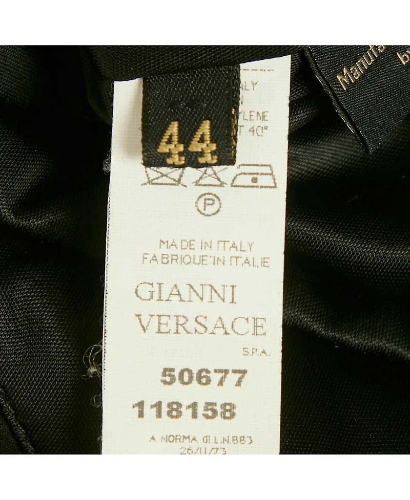 Pre-Owned Versace Women's Black Jersey & Silk Halter Neck Backless Belted Mini Dress