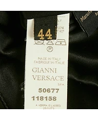 Pre-Owned Versace Women's Black Jersey & Silk Halter Neck Backless Belted Mini Dress