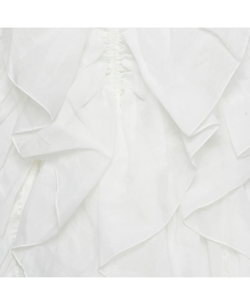 Pre-Owned Chloe Women's Pre-Owned Chloé White Ramie Ruffled Asymmetric Midi Dress