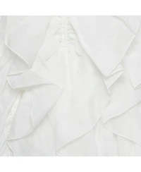 Pre-Owned Chloe Women's Pre-Owned Chloé White Ramie Ruffled Asymmetric Midi Dress