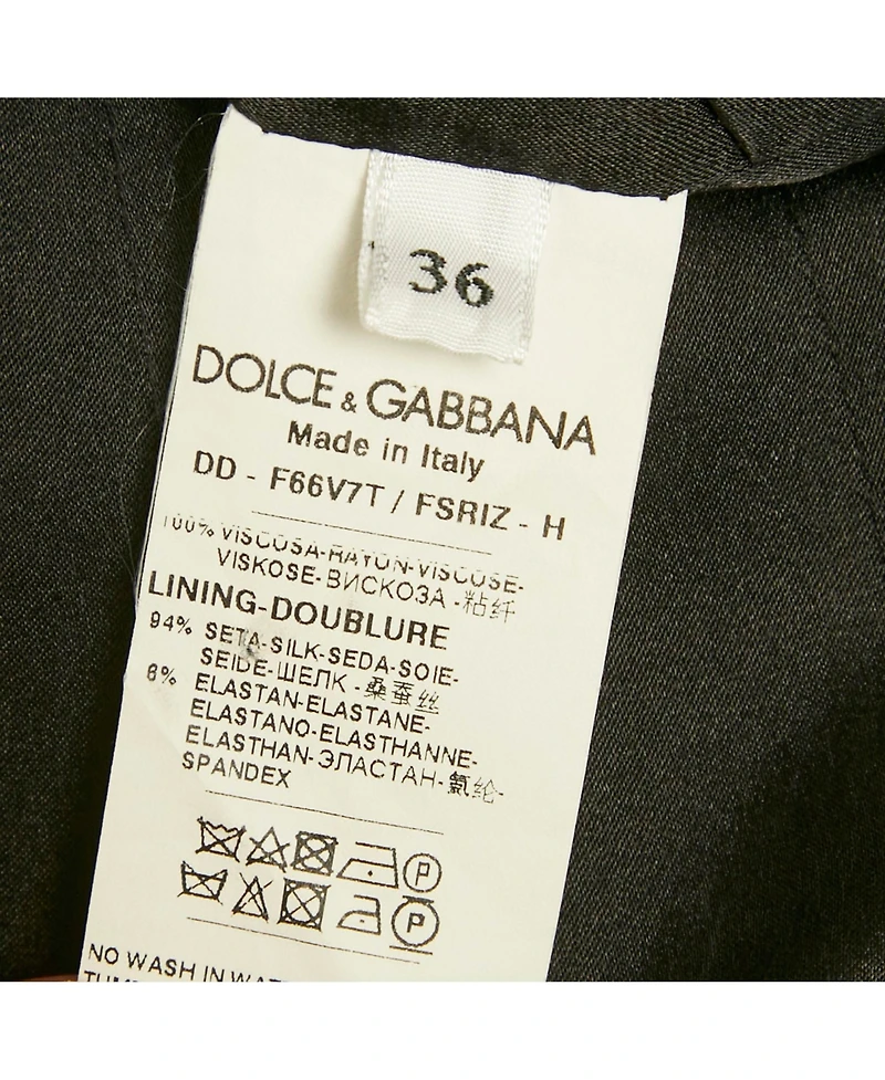 Pre-Owned Dolce & Gabbana Women's Black Printed Silk Midi Dress