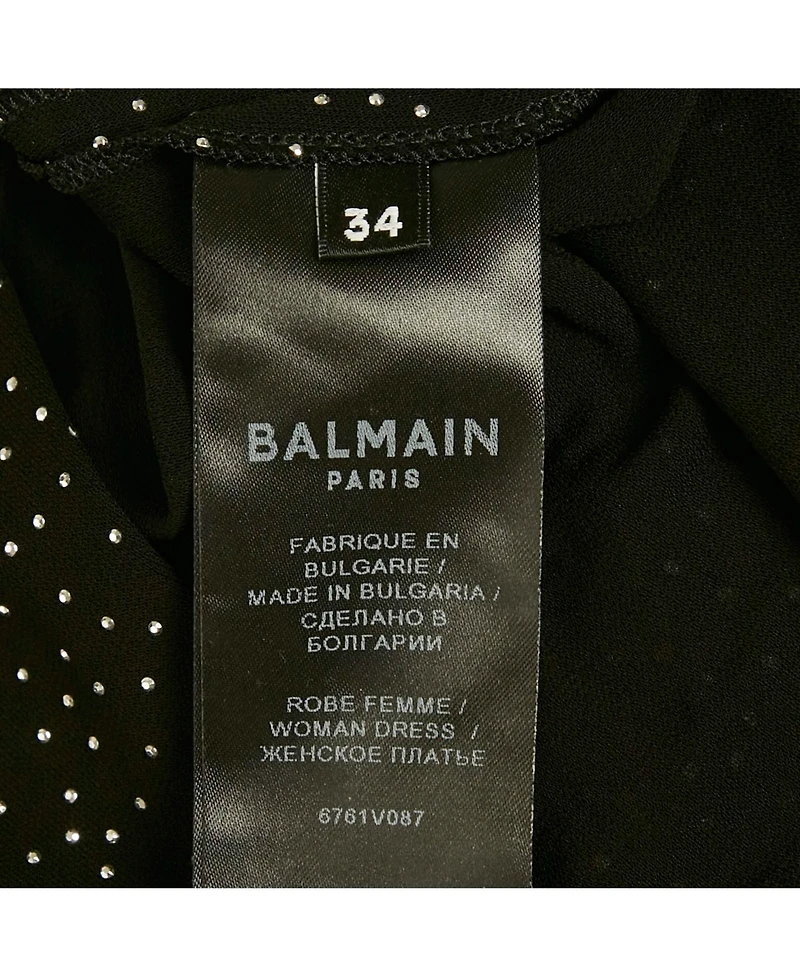 Pre-Owned Balmain Women's Black Studded Jersey Metallic Strap Maxi Dress