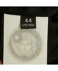 Pre-Owned Versace Women's Black Crepe Medusa Pin Detail Short Dress